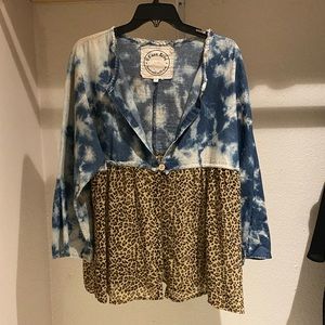 Tie dye and leopard blouse